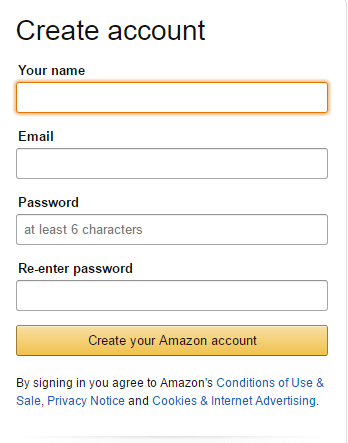 registrarse en Amazon UK